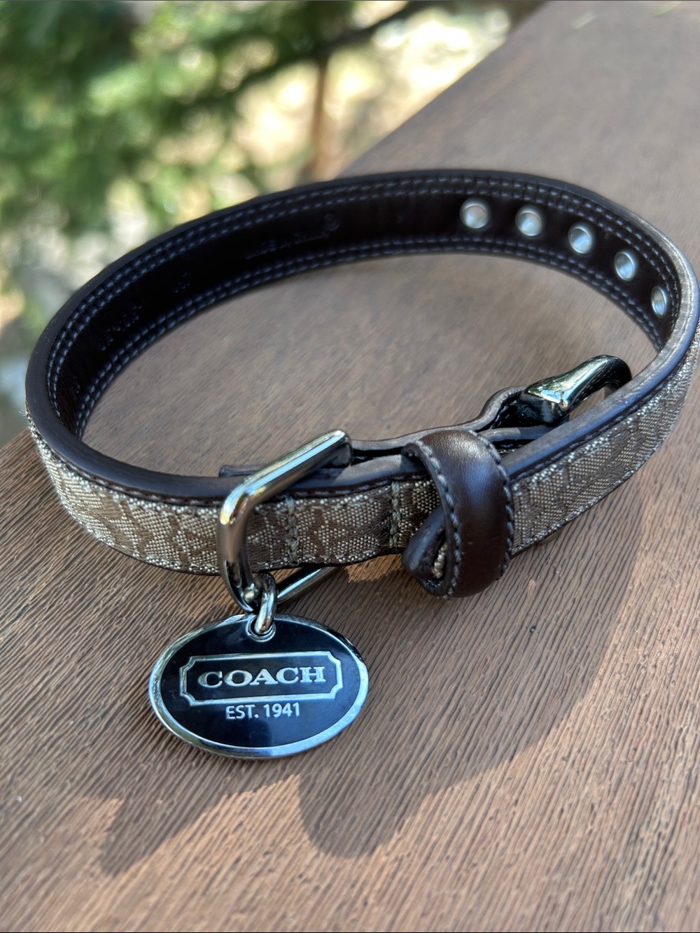 Coach Brown Signature Jacquard Pet Collar